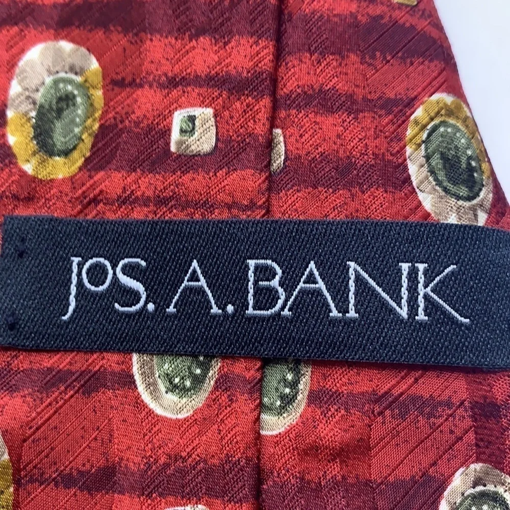 Joseph A Bank 100% Silk Tie red green , yellow blue (NWT)